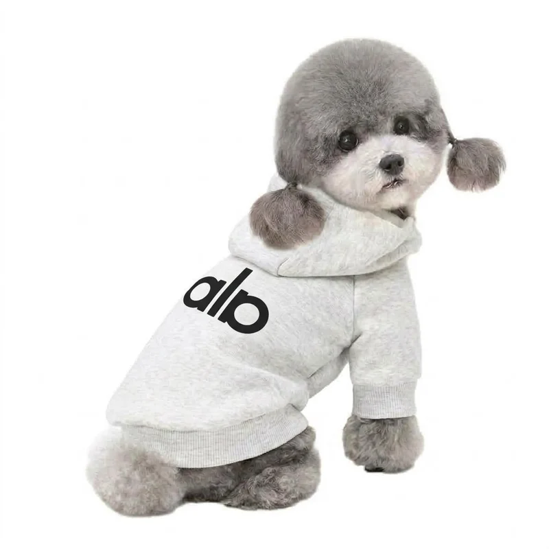 Kleine Hund Baumwollmischung Kapuzenpullover Sweatshirt mit gerippten Bündchen und Logo-Druck