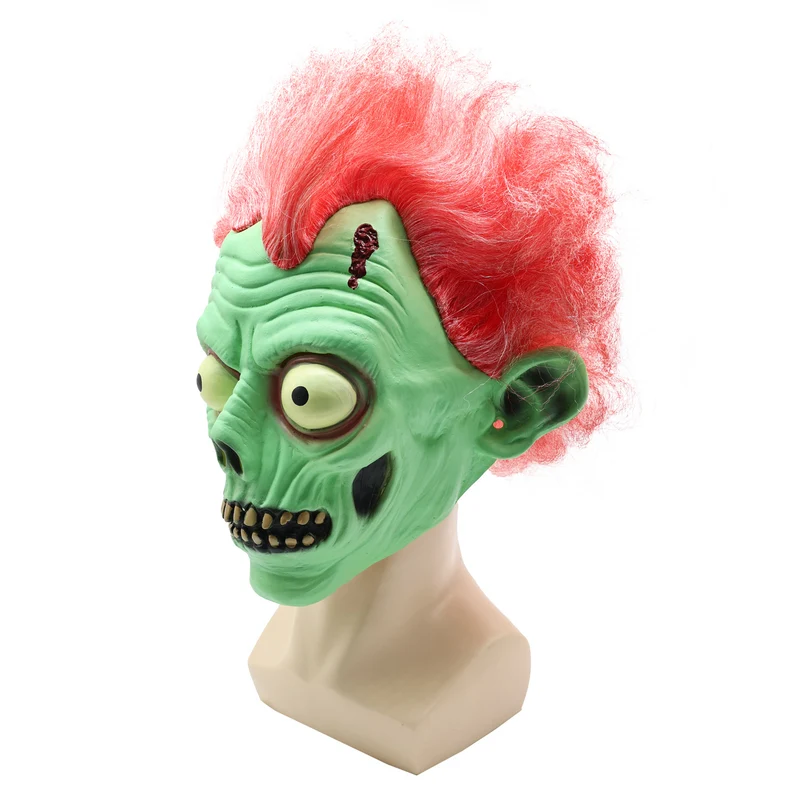 Realistische Latex-Halloweenmaske mit integrierter Kunsthaar-Perücke und verstellbarem Nackenband