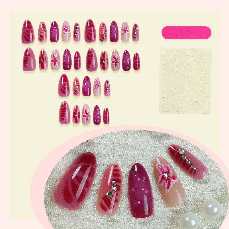 Künstlerische Lange Stiletto Press-On Nagelkunst Brehn