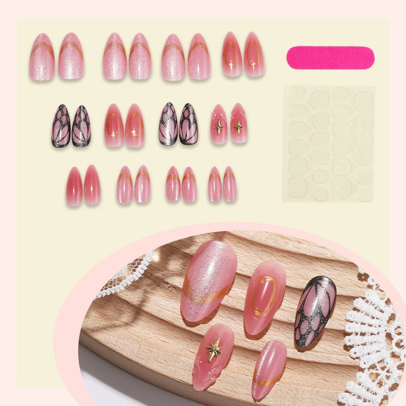 Künstlerisches Press-On Nagelkunstset mit eleganten Designs Brehn