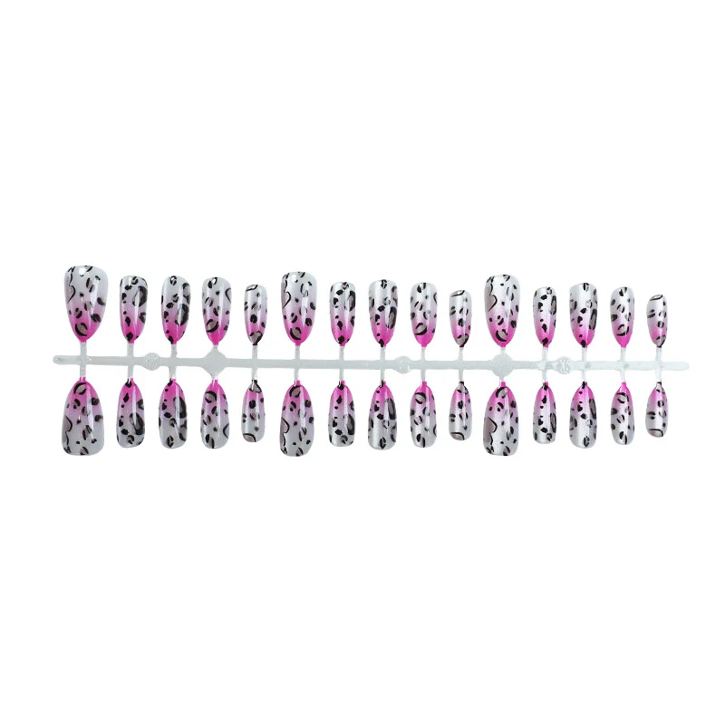 Künstlerisches Leopard-Print-Gradient Press-On-Nagelset Brehn