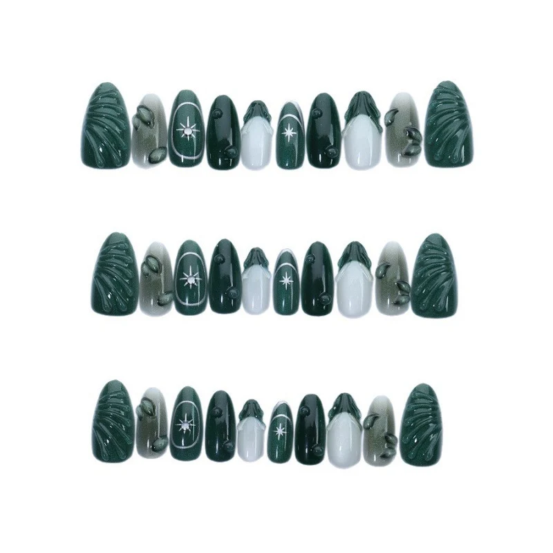 Künstlerisches Blatt-verziertes Press-On Nagelkunst-Set Brehn