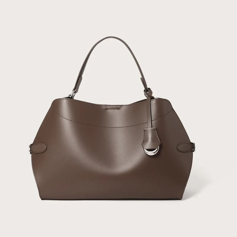 Strukturiert Glattes Leder Top-Handle Tote Bag mit Silber Hardware