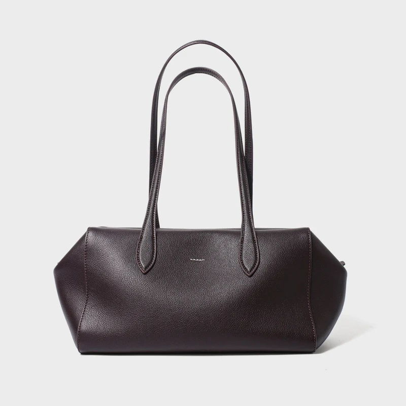 Strukturierte Geprägte Leder Schultertasche mit Langen Trägern