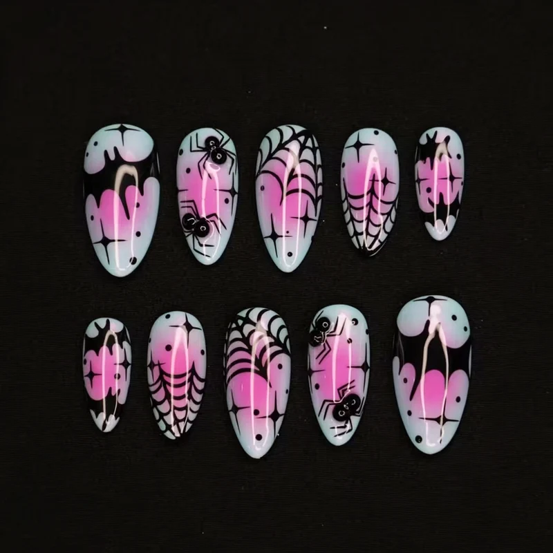 Künstlerisches Halloween-Thema Press-On Nageldesign Brehn