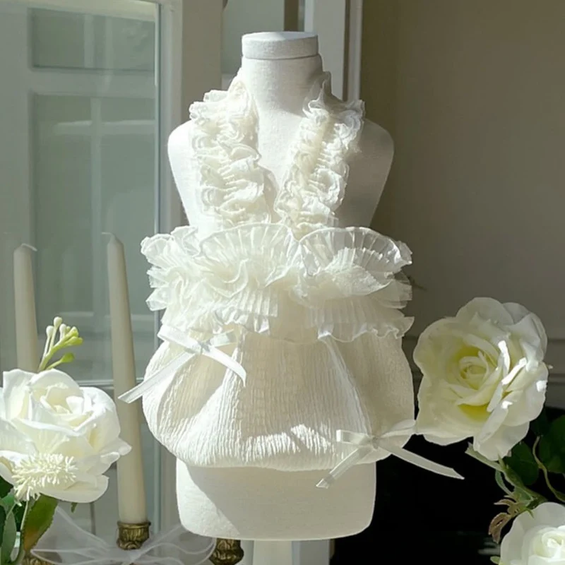 Baby Rüschenträger Strukturiertes Overall-Kleid mit Organza-Besatz & Satin s