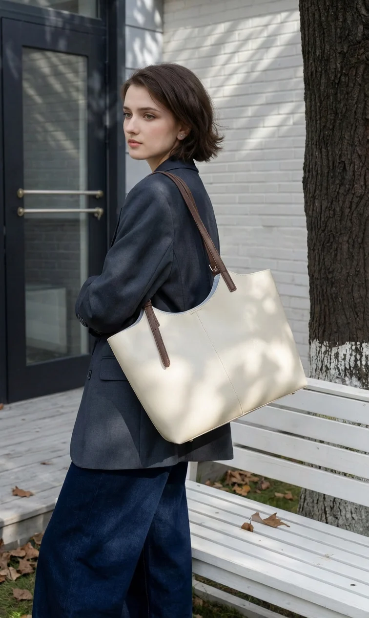 Strukturierte genarbte Leder Schultertasche