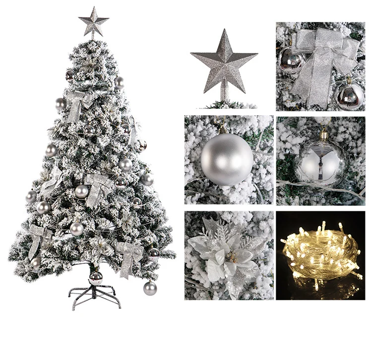 Premium Flocked Weihnachtsbaum mit dekorativen Ornamenten Brehn