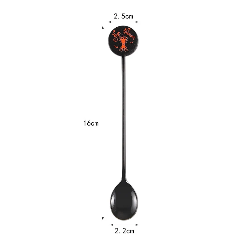Langer Bar‑Löffel Cocktail‑Rührlöffel aus Edelstahl mit Halloween‑Geistmotiv