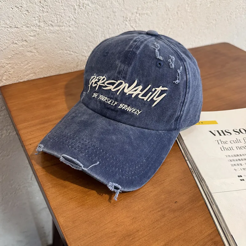 Damen verstellbare Denim-Kappe im Used-Look Skanto
