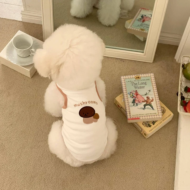 Baumwollstretch-Hundeshirt mit Pilz-Applikation