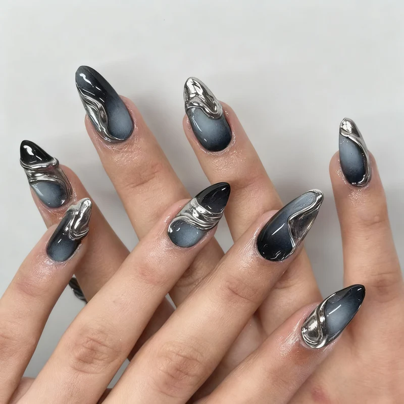 Künstlerisches Glam Nageldesign Brehn