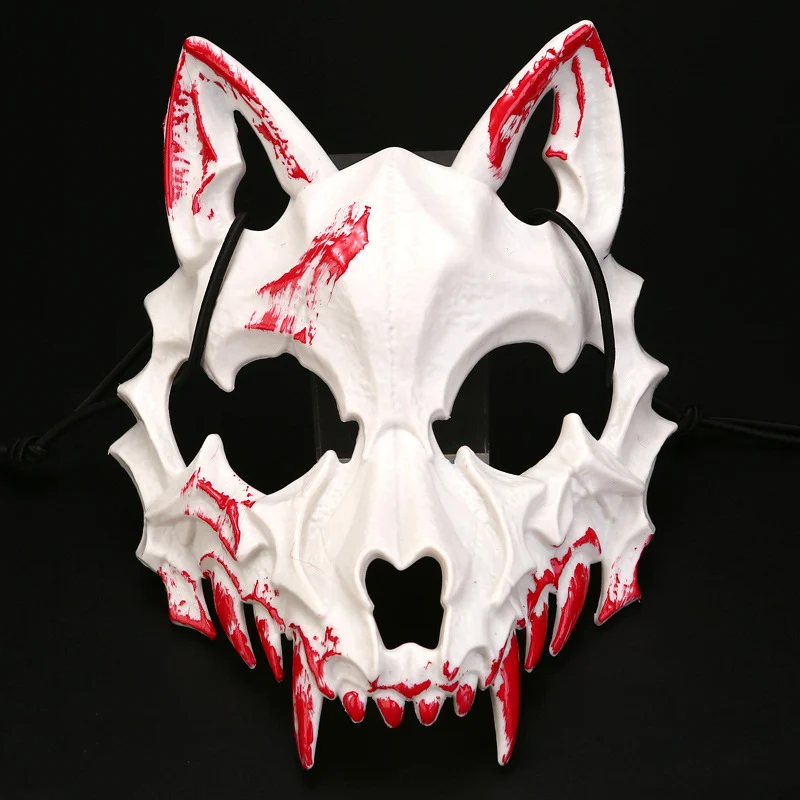 Halbgesichtsmaske mit fletschenden Vampirzähnen und verstellbarem Gummiband