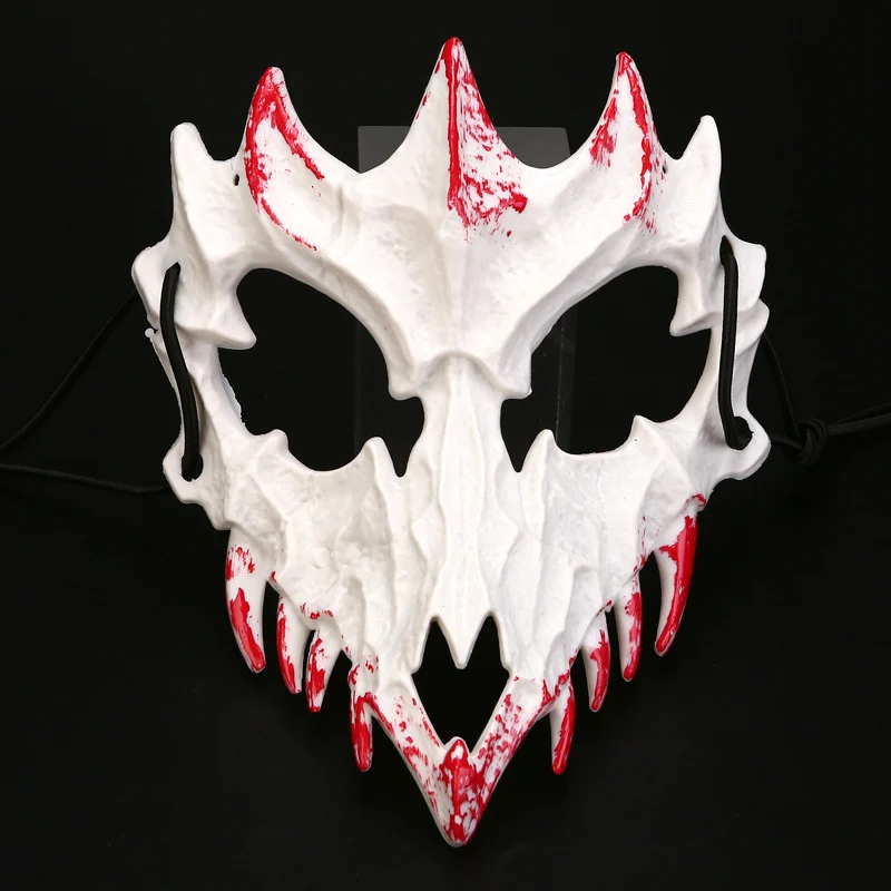 Halbgesichtsmaske mit fletschenden Vampirzähnen und verstellbarem Gummiband