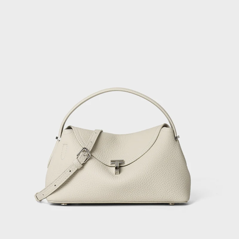 Gekurvte Umschlag-Top-Handle-Pebbled Satchel mit abnehmbarem Crossbody-Riemen