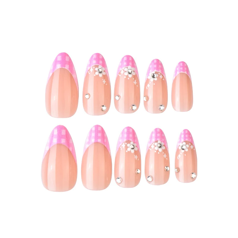 Künstlerisches Floral Französisch Press-On Nagelset Brehn