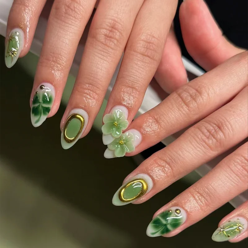 Künstlerische floral-verzierte Press-On Nägel Brehn 1790636526