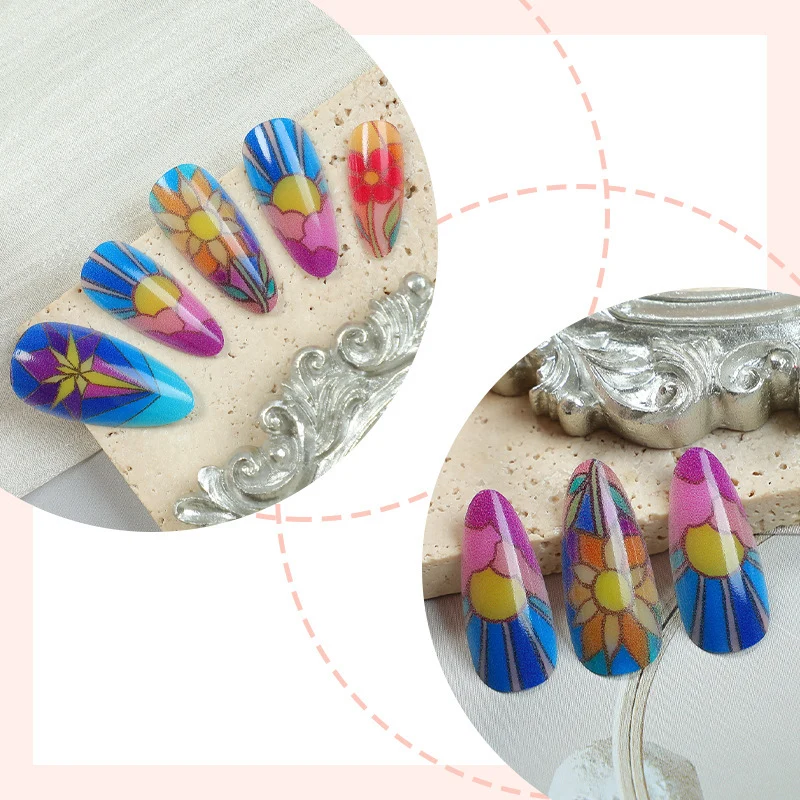 Künstliches florales Stiletto Press-On Nagelset Brehn