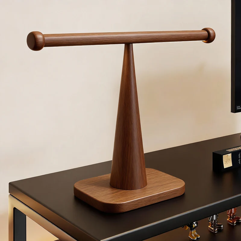 Holz T-Bar Halsketten- und Armband-Display-Ständer mit stabilem rechteckigem Sockel