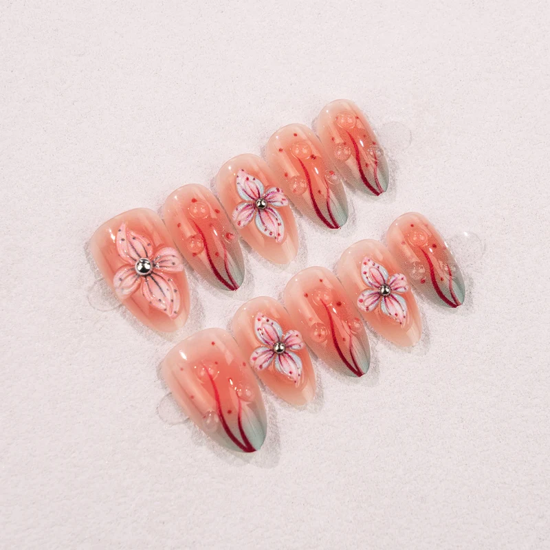 Künstlerisches Blumenmuster Press-On Nägel Brehn 1790636524