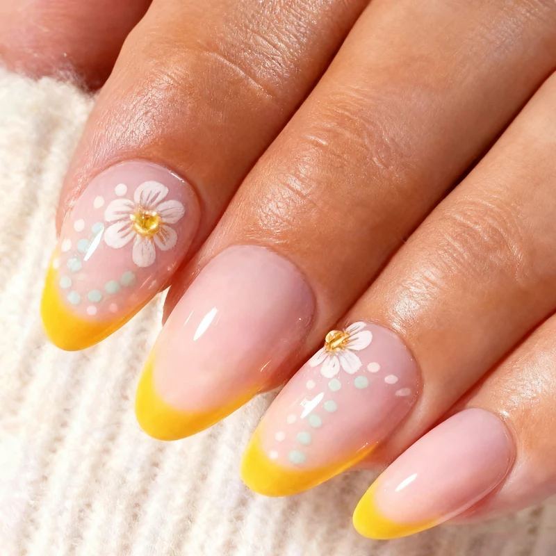 Künstlerisches Floral Design Press-On Nagelkunstset Brehn