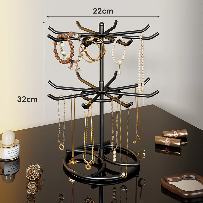 Gestufter Rotierender Schmuckorganisator Baumständer mit Multi-Arm-Haken und Ringablage