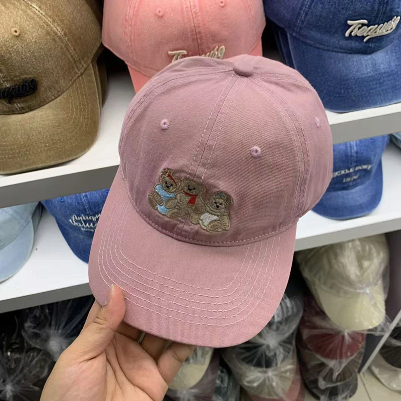 Damen lässige bestickte Teddybär-Baseballkappe Skanto