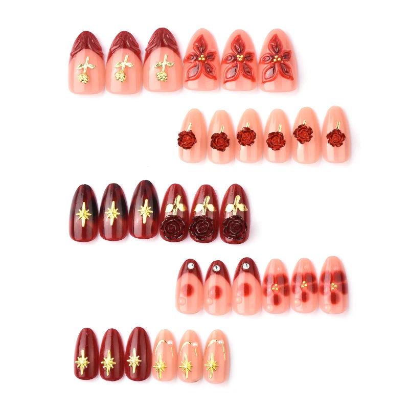 Künstlerisches Floral Press-On Nagelkunst Set Brehn