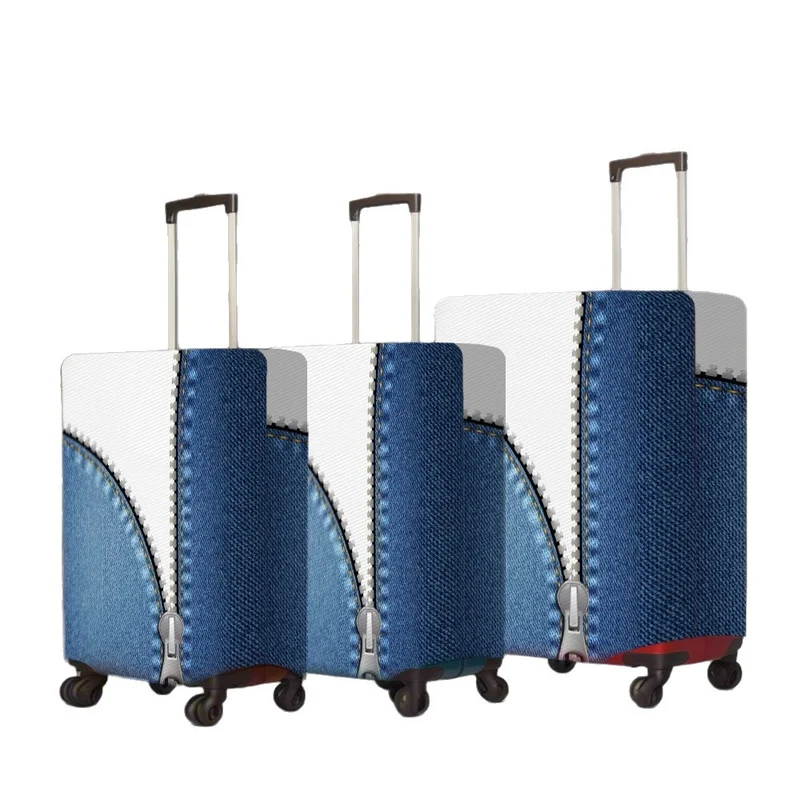 Unisex nicht-elastischer Koffer-Schutzüberzug im Reißverschluss-Look mit Denim-Textur und robustem Stretch-Sitz für Trolley Skanto
