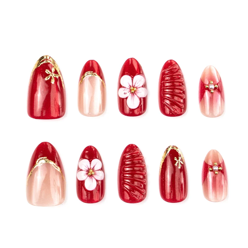 Künstlerische florale und Ombre Druck-Nagelkunst Brehn