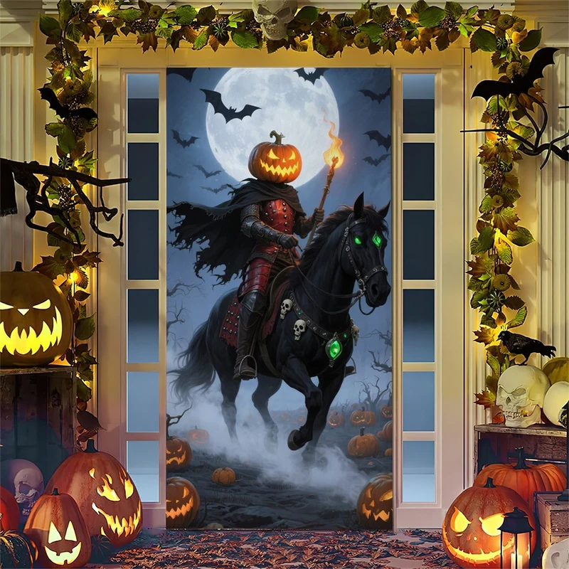 Halloween-Türposter mit großformatiger Grim-Reaper-Illustration und wiederverwendbarem PVC-Planenstoff