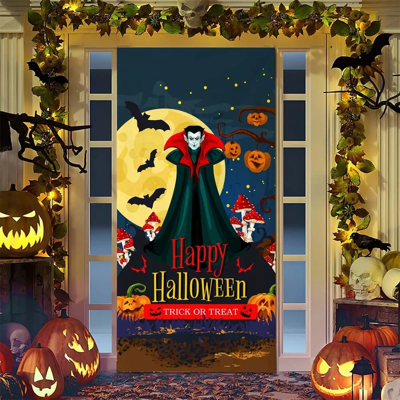 Halloween-Türposter mit großformatiger Grim-Reaper-Illustration und wiederverwendbarem PVC-Planenstoff