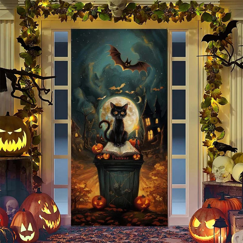 Halloween-Türposter mit großformatiger Grim-Reaper-Illustration und wiederverwendbarem PVC-Planenstoff
