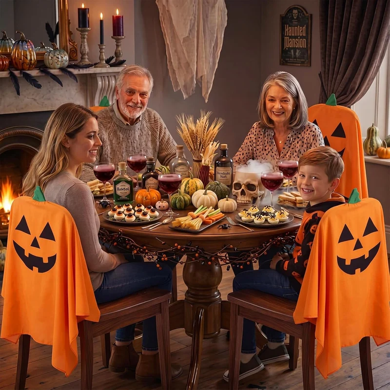 Halloween Stuhlhussen im Geister-Design für Esszimmer und Party