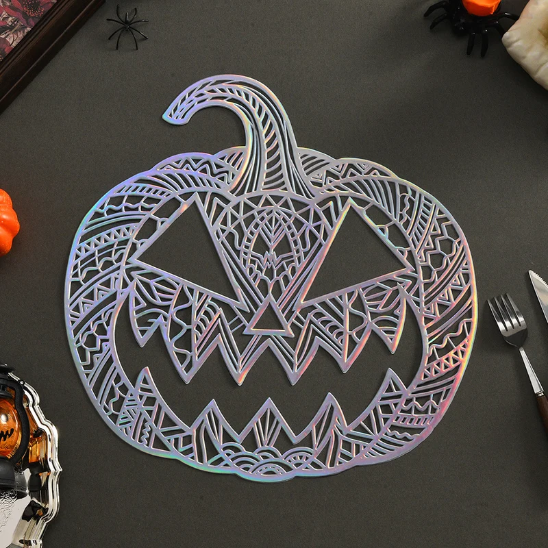 Filigranes Kürbis-Tischplätzchen aus hitzebeständigem Kunststoff für Halloween-Tischdeko