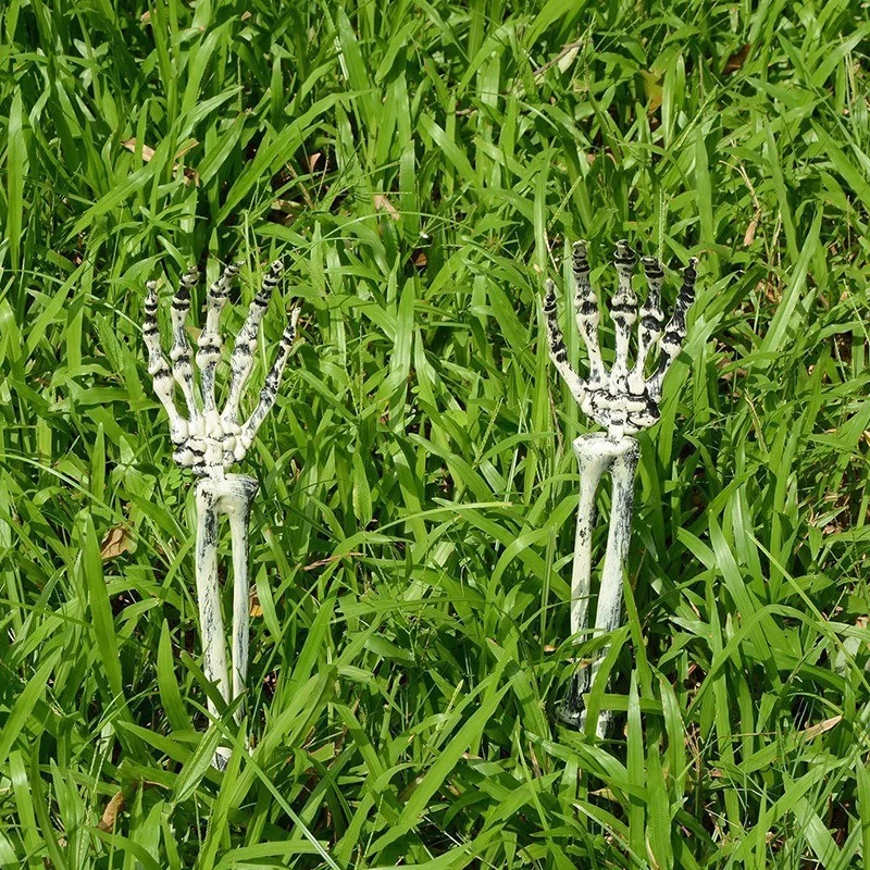 Bewegliche Skelett-Hand Erdspieße für Halloween-Gartendekoration aus wetterfestem Kunststoff