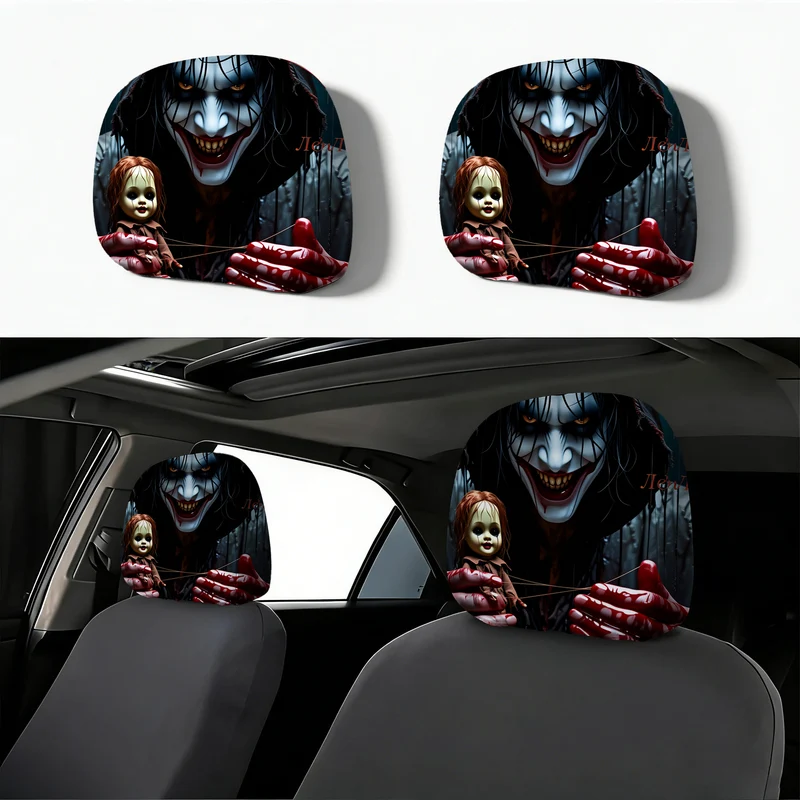 Auto-Kopfstützenbezug mit Retro-Horror-Motiv