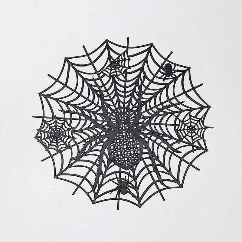 Filigrane Halloween-Tischdekoration Spinnennetz-Platzset aus flexiblem Kunststoff