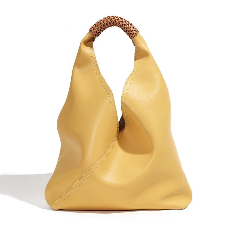 Skulpturaler Schluff-Leder-Hobo-Tote mit geflochtenem oberen Griff