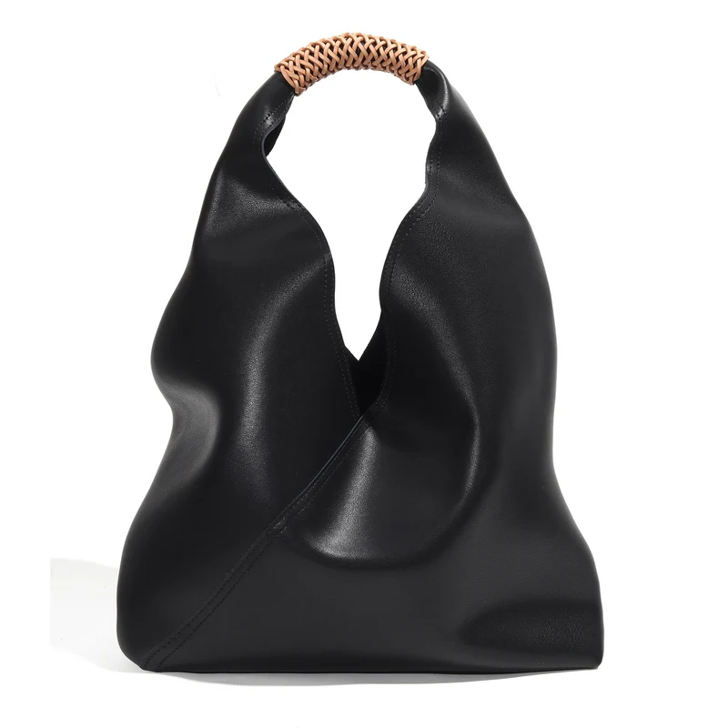 Skulpturaler Schluff-Leder-Hobo-Tote mit geflochtenem oberen Griff
