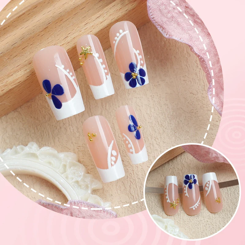 Künstlerische Floral Press-On Nagelkunst Brehn