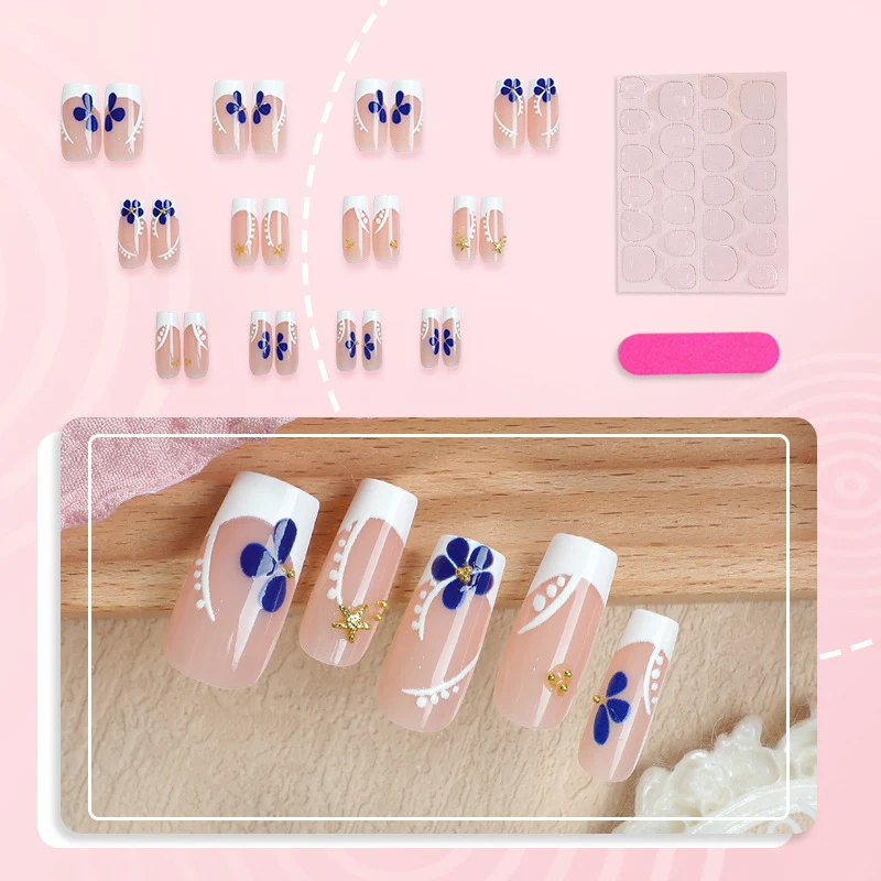 Künstlerische Floral Press-On Nagelkunst Brehn