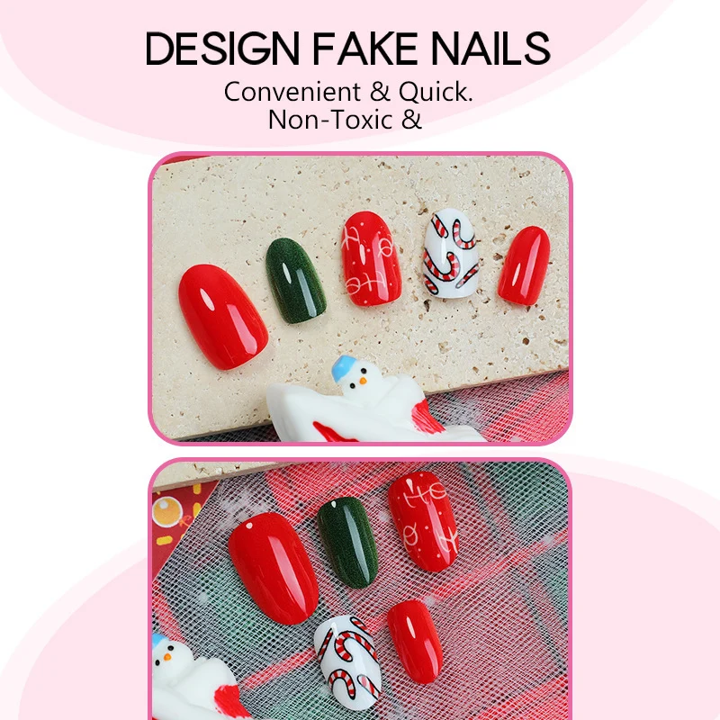 Weihnachts Kunstnagelset mit festlichen Motiven und Glitzerakzenten Brehn