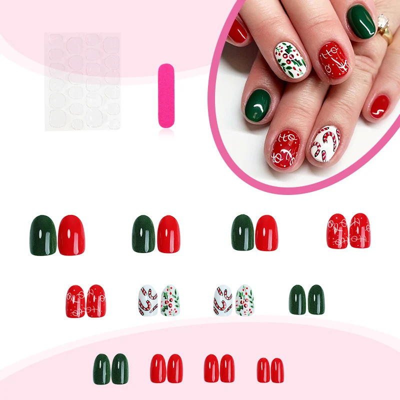 Weihnachts Kunstnagelset mit festlichen Motiven und Glitzerakzenten Brehn