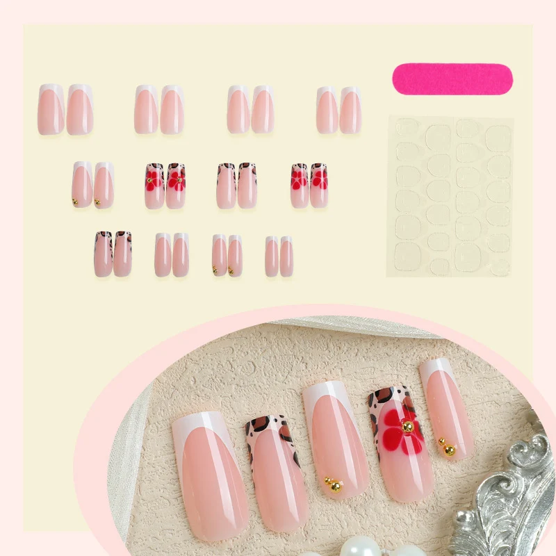 Künstlerische Blumen- und Tierdruck Press-On Nagelkunst Brehn