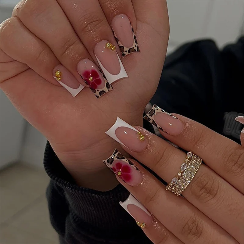Künstlerische Blumen- und Tierdruck Press-On Nagelkunst Brehn
