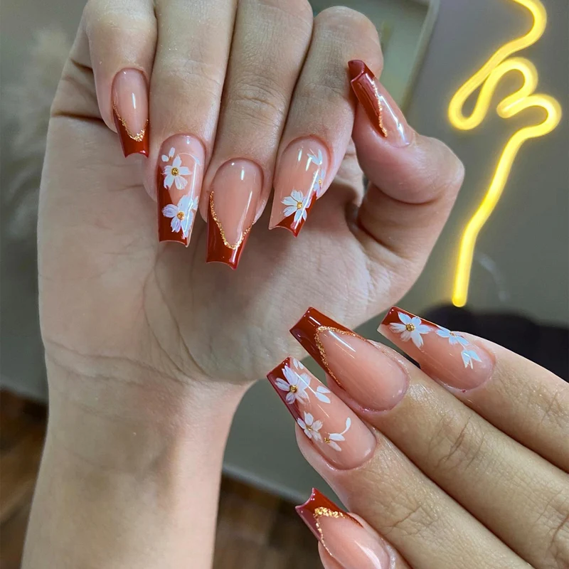 Künstlerisches floral akzent Aufkleber-Nagelset Brehn