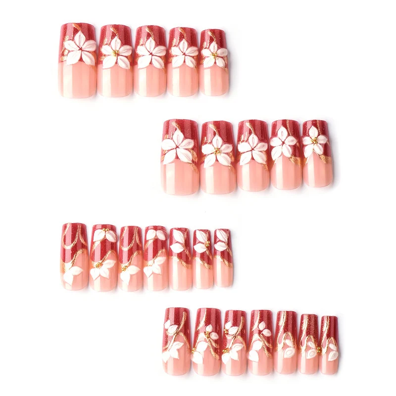 Artistic Floral 3D Press-On Nail Art Brehn