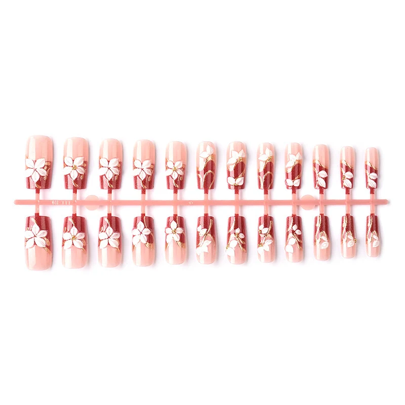 Artistic Floral 3D Press-On Nail Art Brehn