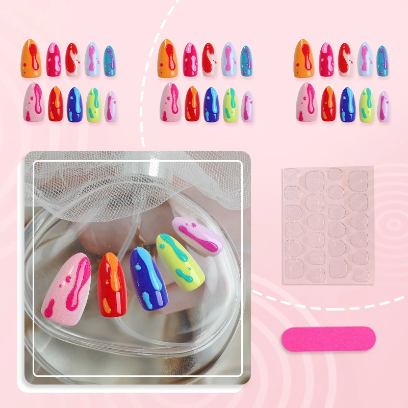 Künstlerisch Tropf-inspiriertes Press-On Nageldesign Brehn